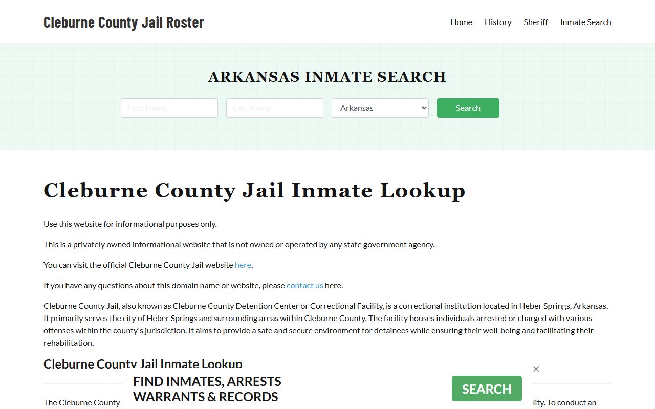 Cleburne County Sheriff Office portal for booking reports