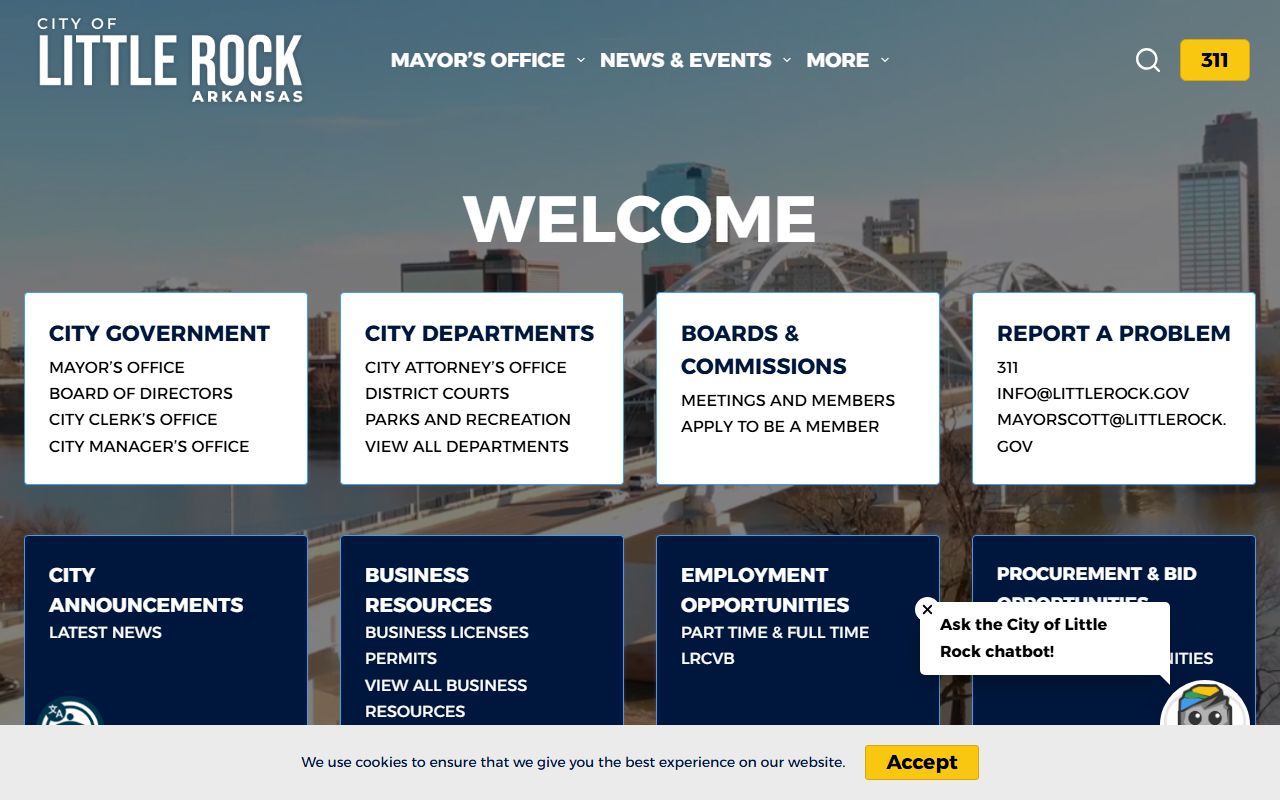 Little Rock city government portal for booking reports