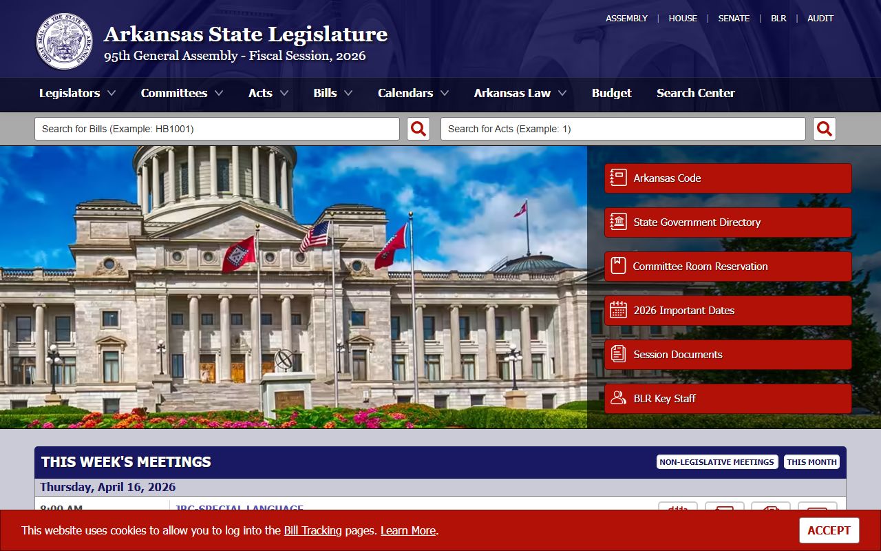 Arkansas legislature portal for Lonoke County booking reports